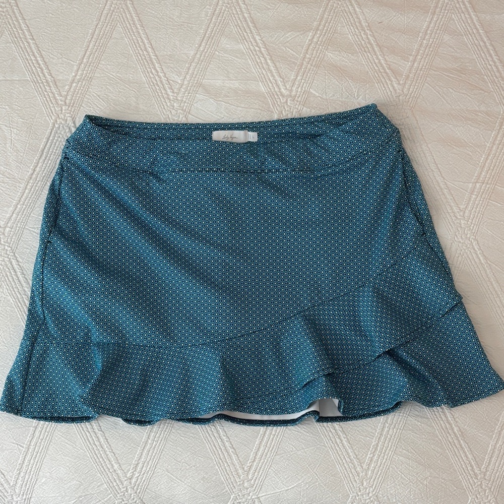 Lady Hagen Teal Polka Dot Mini Skirt